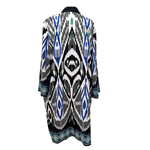 CHICO'S NWT $129 Bordered Tassel Ikat Kimono Jacket Top Size 2 US Large - Picture 3 of 8